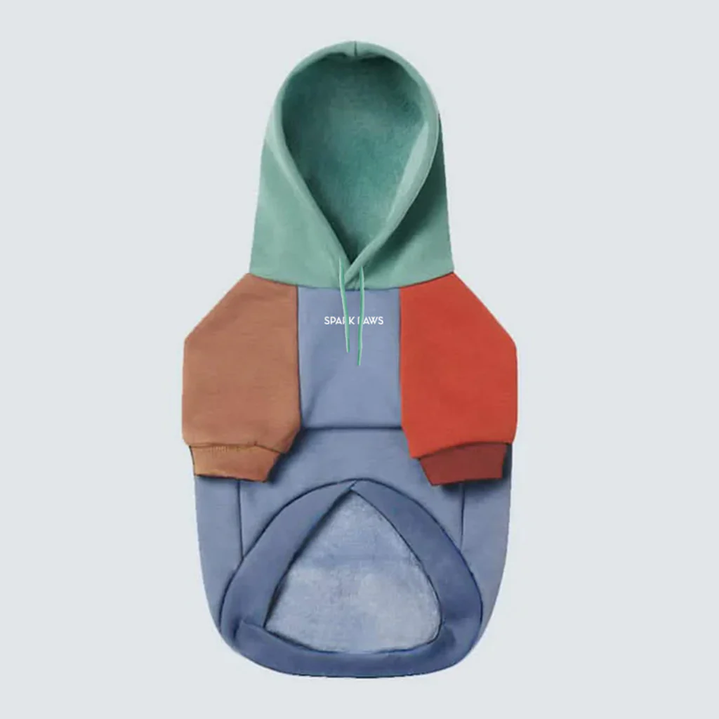 Felpa con cappuccio color block per cani - Image 33