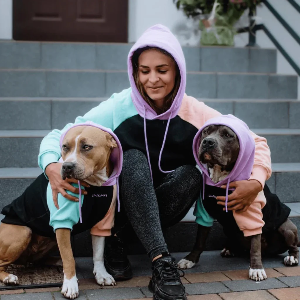 Felpa con cappuccio color block per cani - Image 12