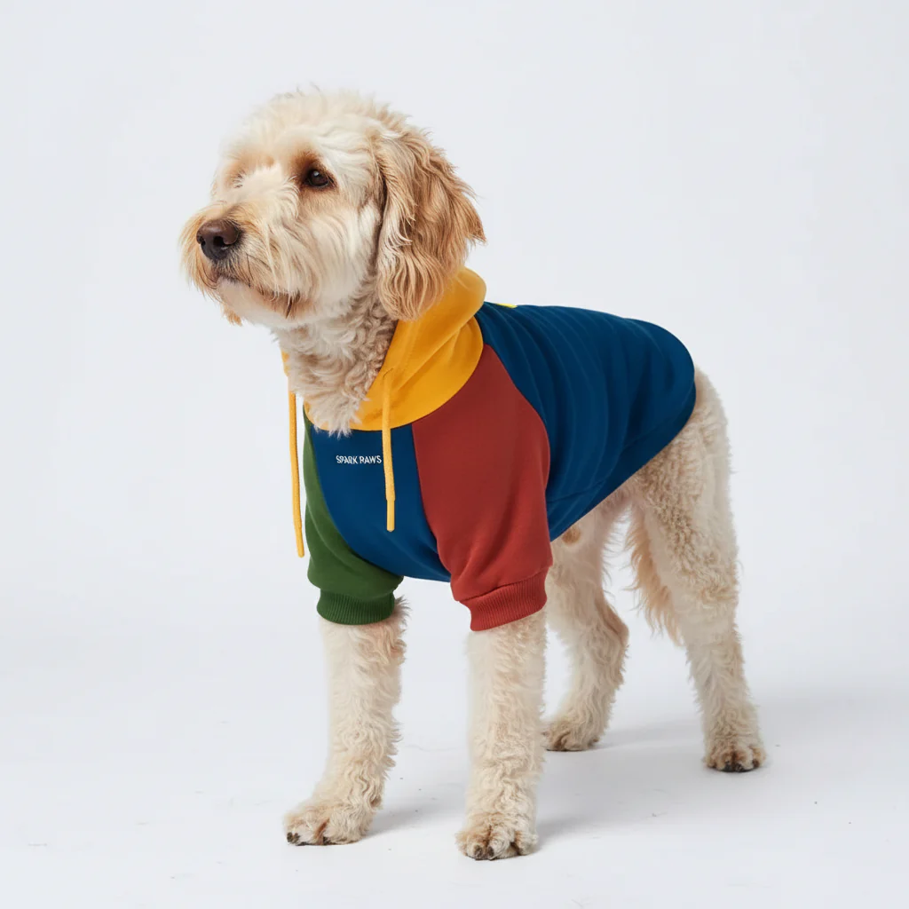Felpa con cappuccio color block per cani - Image 14