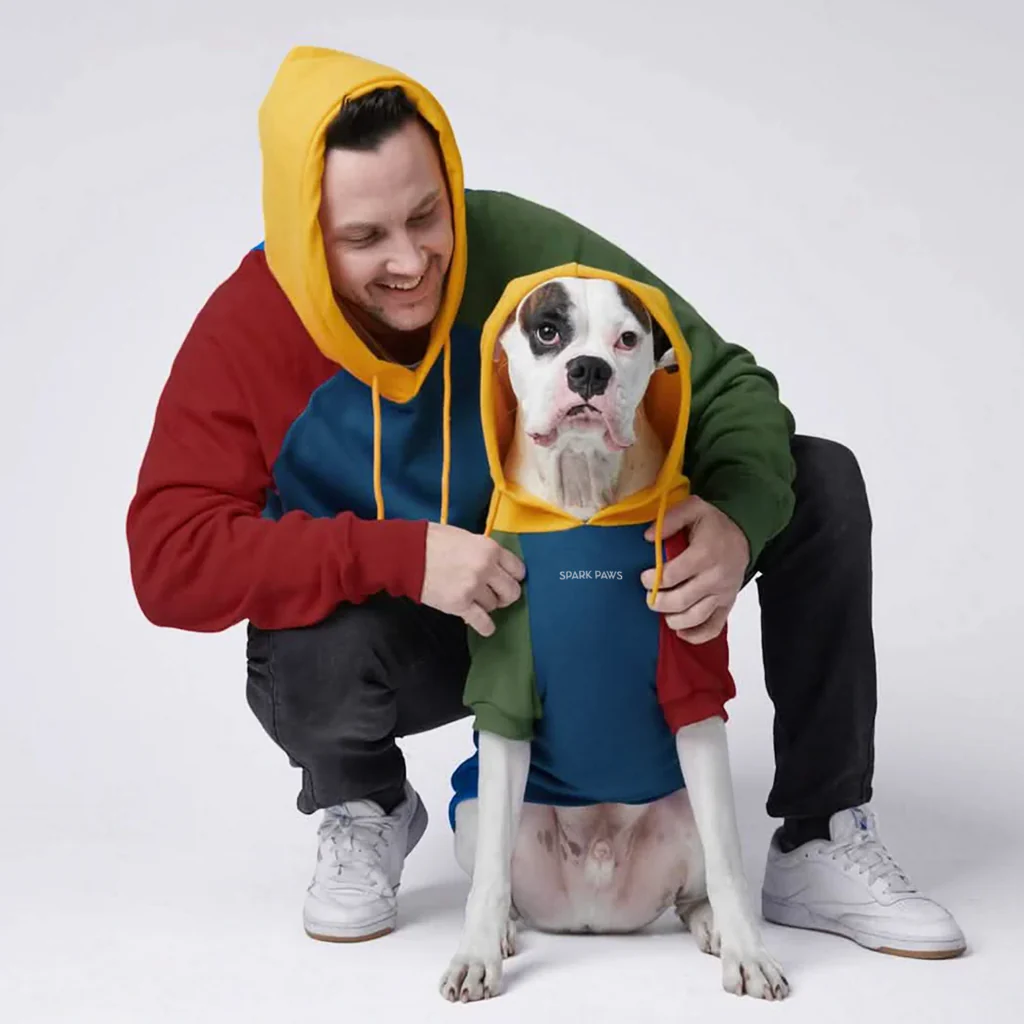 Felpa con cappuccio color block per cani - Image 23