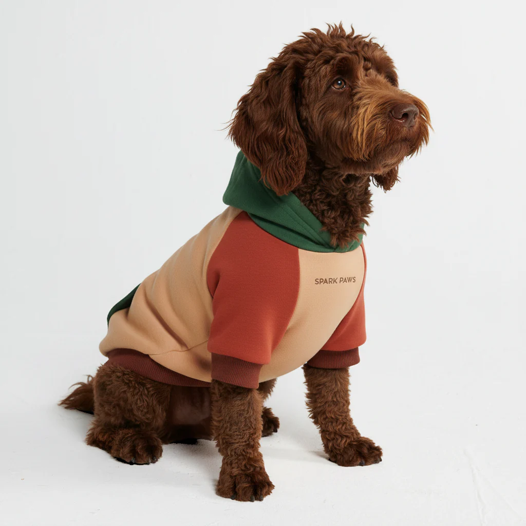 Felpa con cappuccio color block per cani - Image 54