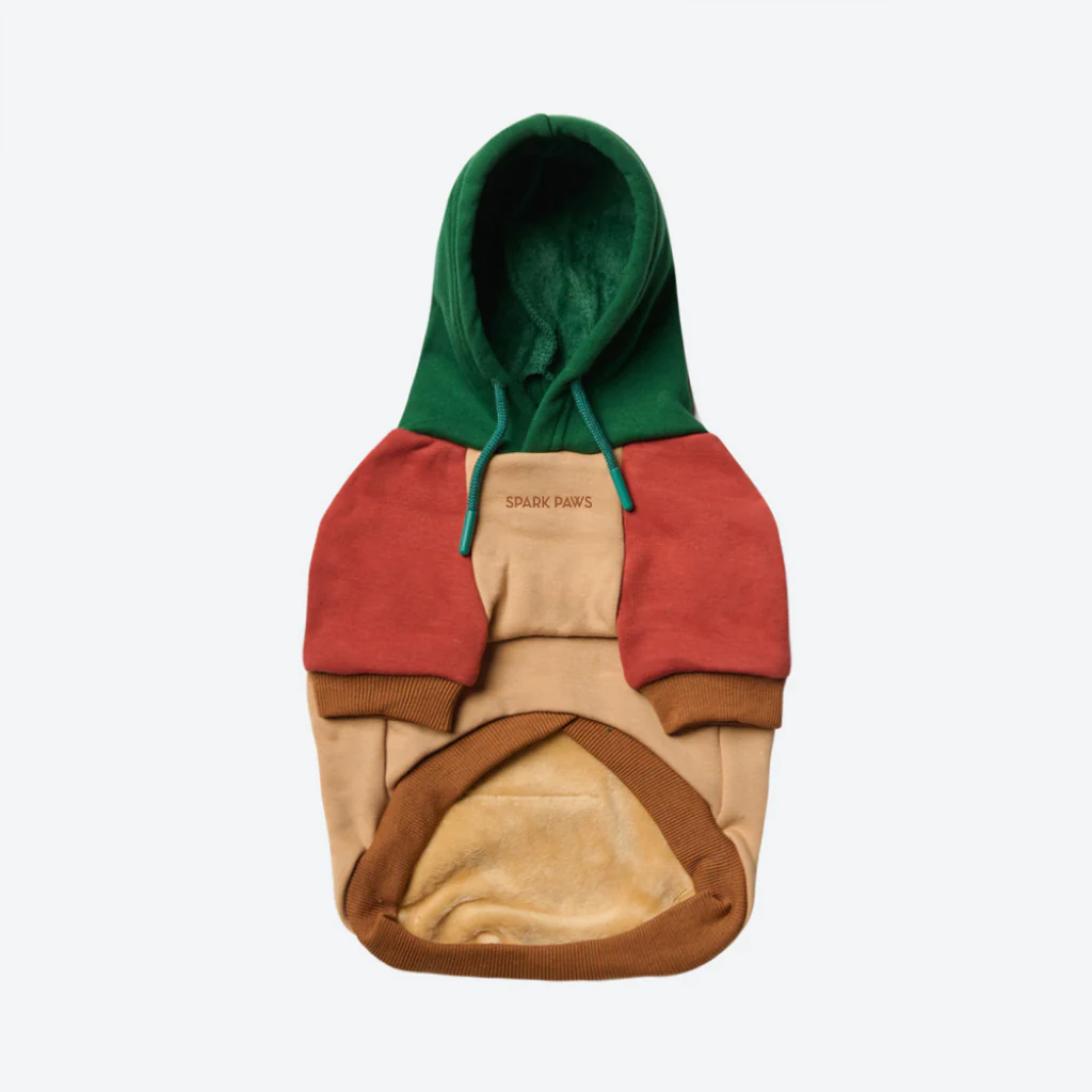 Felpa con cappuccio color block per cani - Image 58