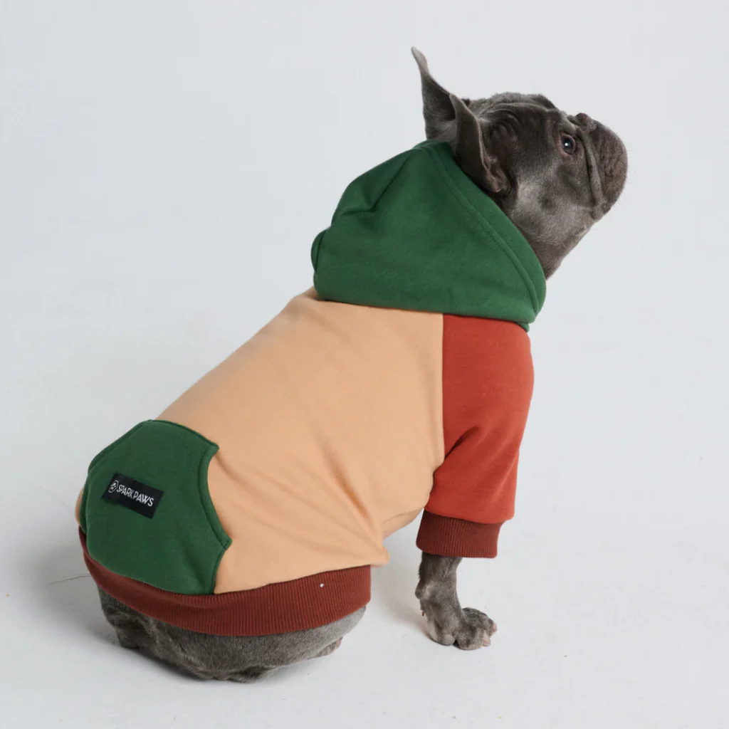 Felpa con cappuccio color block per cani - Image 60
