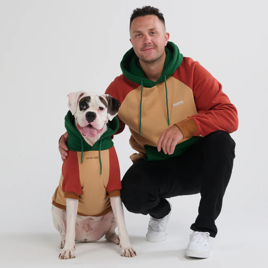 Felpa con cappuccio color block per cani - Image 61