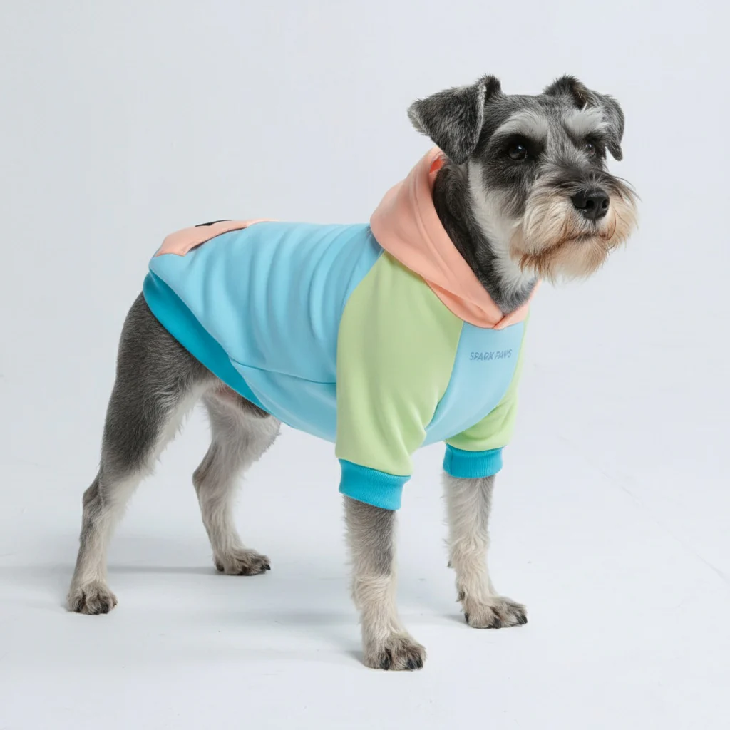 Felpa con cappuccio color block per cani - Image 78