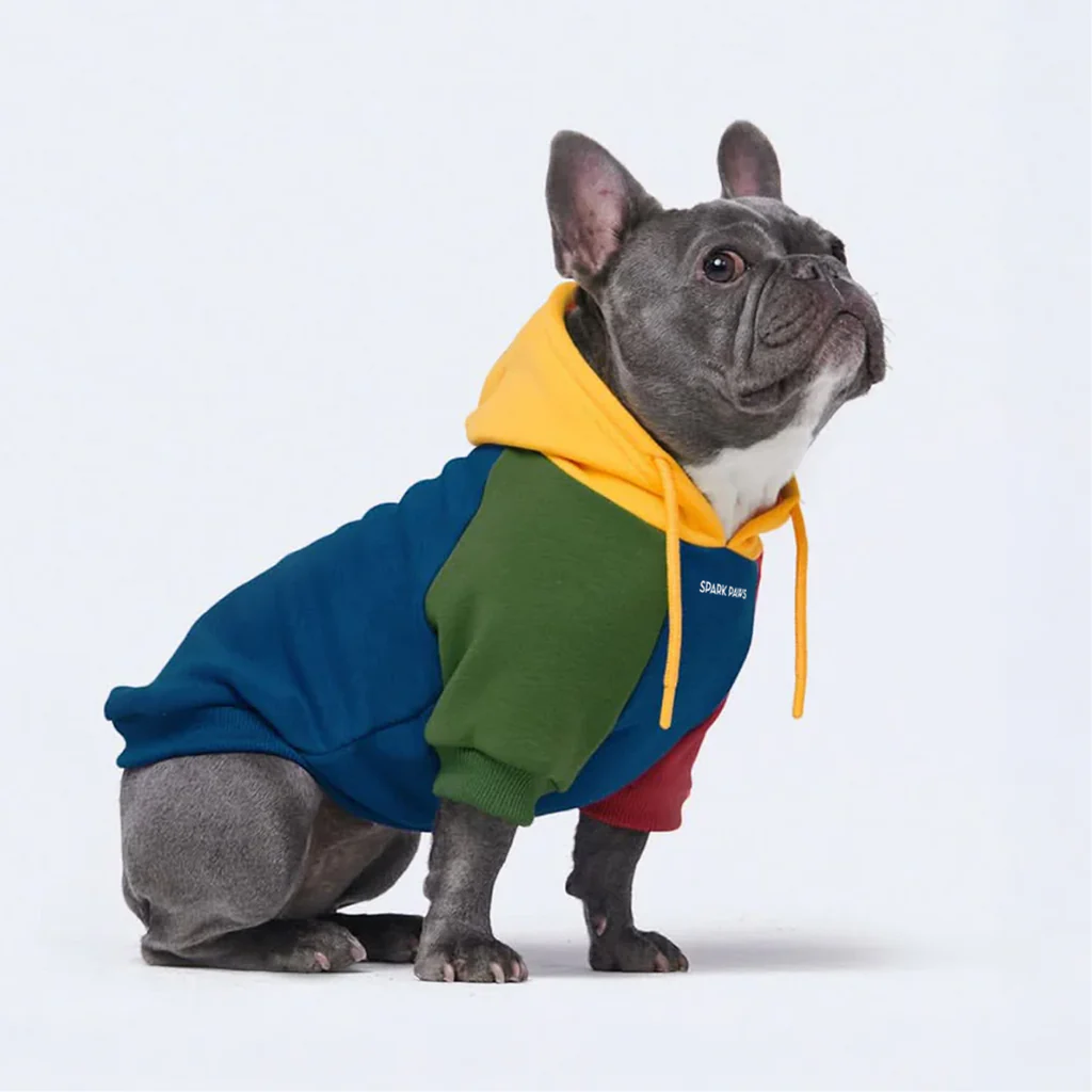 Felpa con cappuccio color block per cani - Image 17